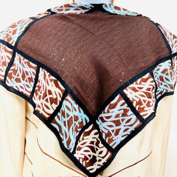 Vigt Yves Saint Laurent Mini Scarf/Handkerchief Cotton, 21" brown blue black(11 - Picture 1 of 5